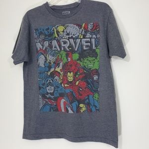 Marvel Superhero Gray Tee, Size Medium